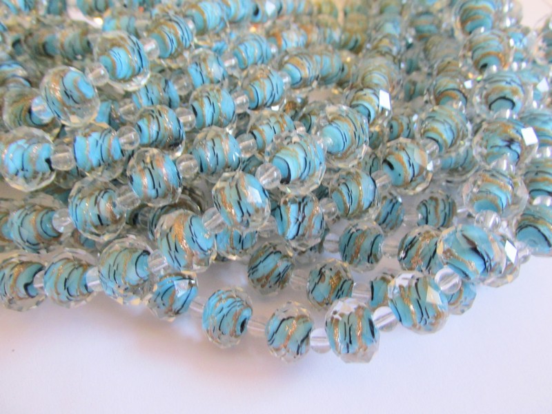 (image for) Turquoise faceted glass beads #TU-1399-14